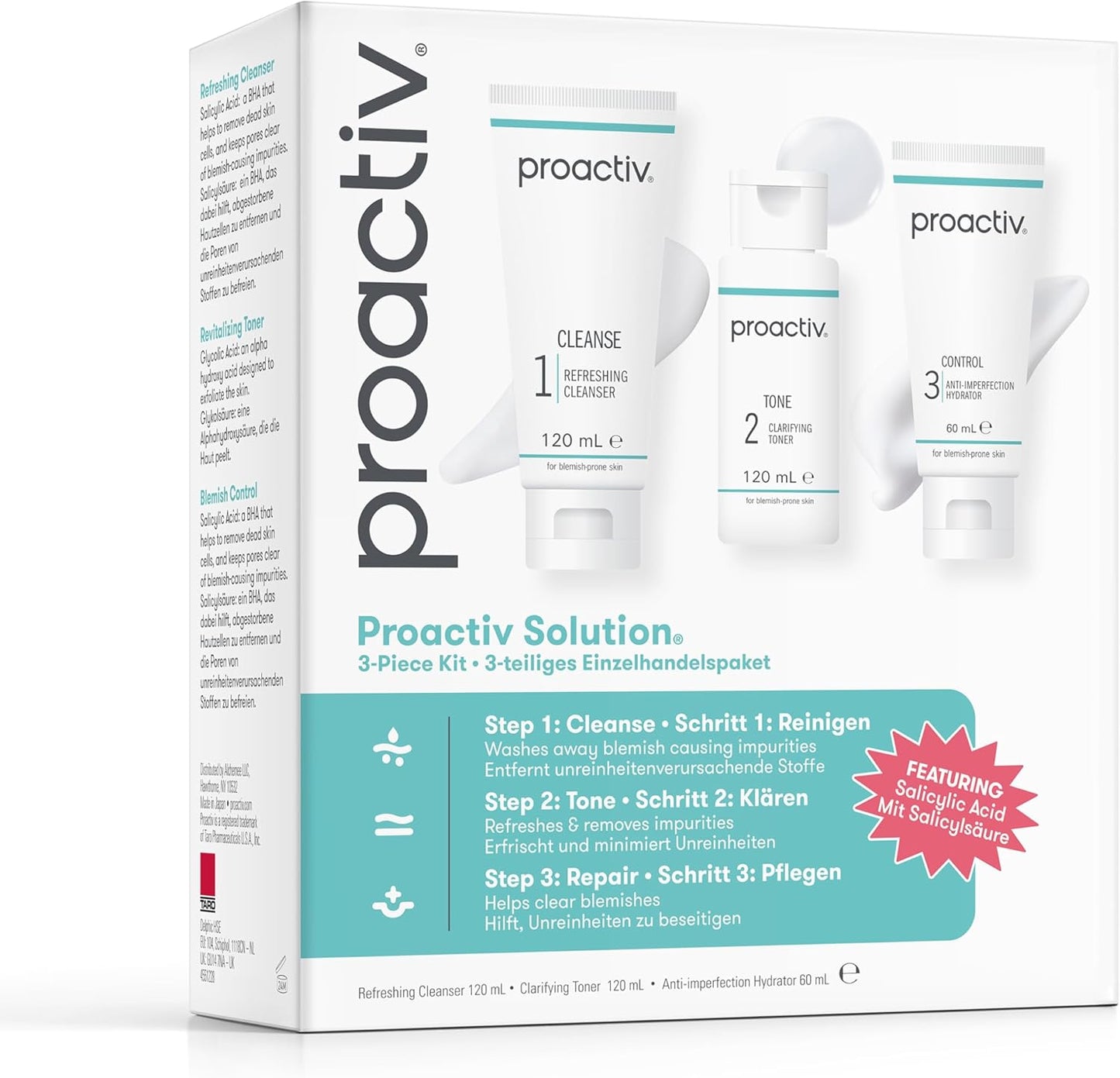 Proactiv Solution 60 Day Facial Cleansing 3-Step Routine, 1 x Cleanser 120 ml, 1 x Facial Toner 120 ml, 1 x Hydrator 60 ml (Pack of 1)