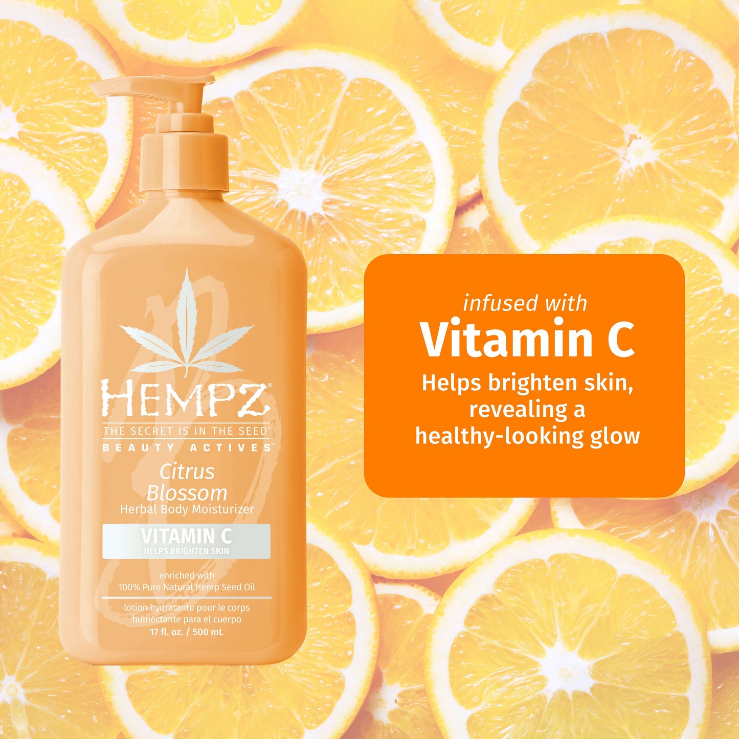 Hempz Beauty Actives Citrus Blossom Herbal Body Moisturizer with Brightening Vitamin C